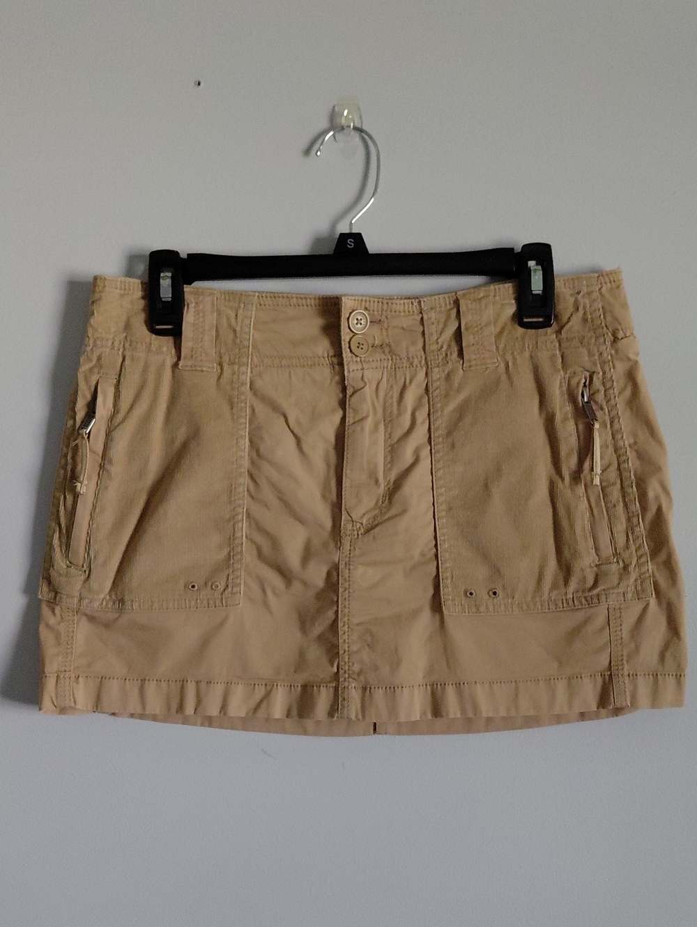 Vintage Abercrombie And Fitch Y2K Cargo Khaki Corduroy Mini Skirt 90s Cotton S